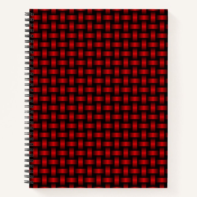 Red Black Weave Pattern Notebook (Front)