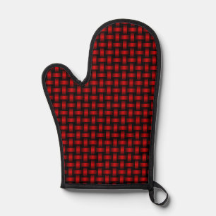 Red Black Weave Pattern Oven Mitt