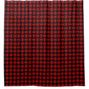 Red Black Weave Pattern Shower Curtain