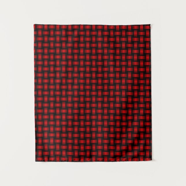 Red Black Weave Pattern Tapestry (Front)
