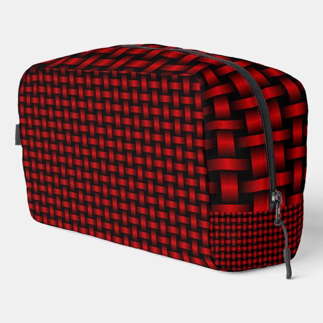 Red Black Weave Pattern Toiletry bag (Right Corner)