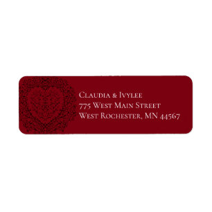 Red Black Wedding Gothic Heart Beautiful Elegant Return Address Label