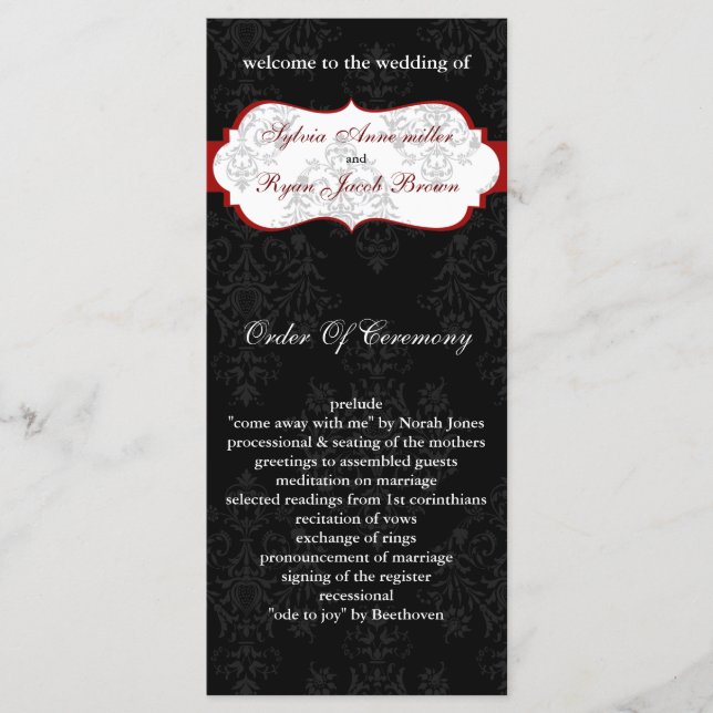 red black Wedding program (Front)