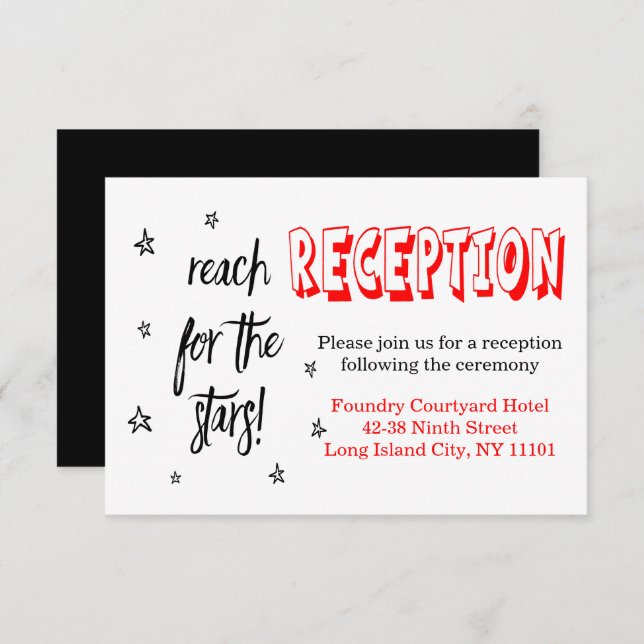 Red Black Wedding Reception Stars Love Quote Invitation (Front/Back)