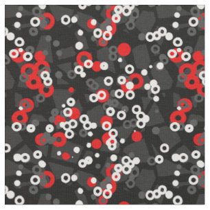 Red Black White and gray geometric abstract Fabric