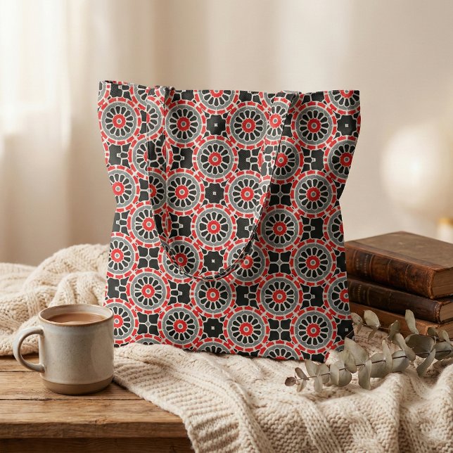 Red Black White and Grey Mosaic Geometric Pattern  Fabric (Creator Uploaded)