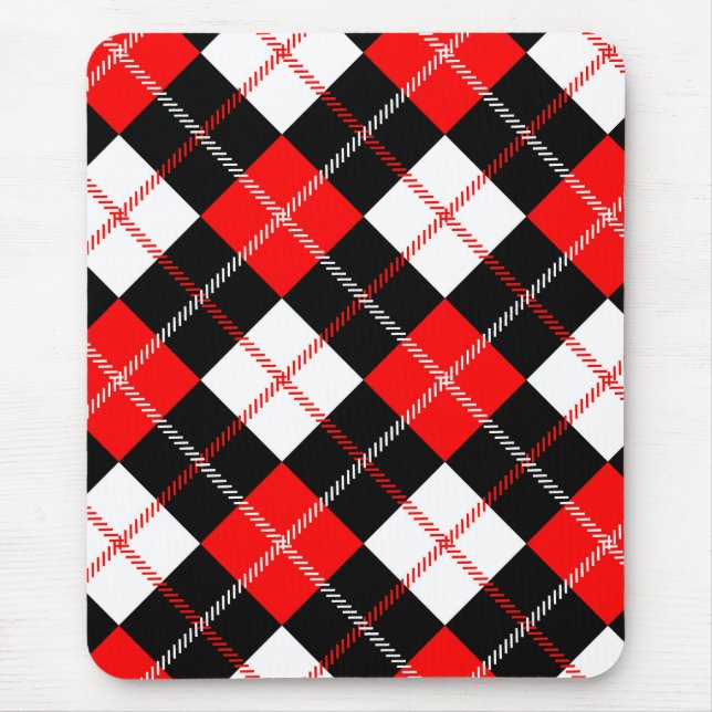 Red Black White Argyle Plaid Mouse Pad (Front)