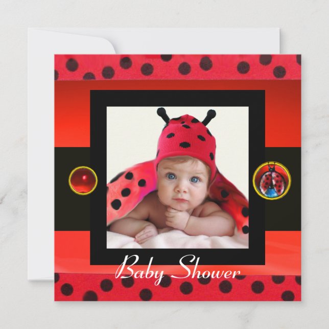 RED BLACK WHITE BABY BUG Monogram Photo Template (Front)