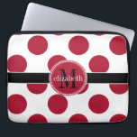 Red Black White Big Polka Dot Monogram Laptop Sleeve<br><div class="desc">Big,  bold polka dots providing a modern look on a classic pattern in a variety of color combinations for you to monogram with your first name and last initial.  Created by Holiday Hearts Designs for HHTrendyCases.  Shown here in dark berry red,  black and white.</div>