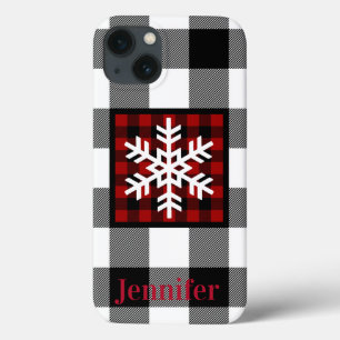 Red, Black, White Buffalo Plaid, Snowflake Case-Ma iPhone 13 Case