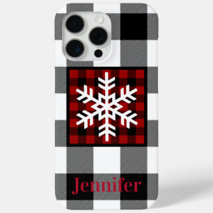 Red, Black, White Buffalo Plaid, Snowflake iPhone 15 Pro Max Case
