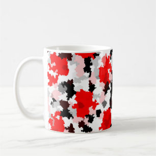 Red Black White Camo Abstract Design Coffee Mug