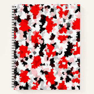 Red Black White Camo Abstract Design Notebook