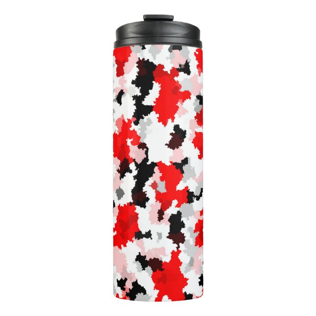 Red Black White Camo Abstract Design  Thermal Tumbler (Front)