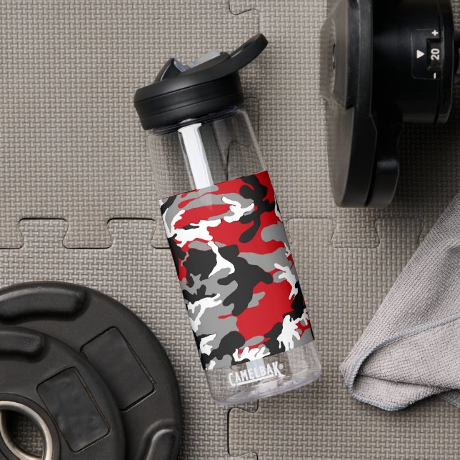 Red Black White Camo Camelbak Water Bottle (Gym)