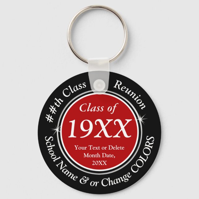 Red, Black, White, CHEAP Class Reunion Gifts Key Ring (Front)
