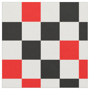 Red Black White Checkered Pattern Design  Fabric