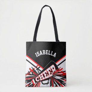 Red, Black & White Cheerleader Design Tote Bag