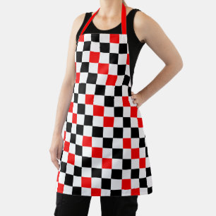 Red Black White Chequered Pattern Design  Apron