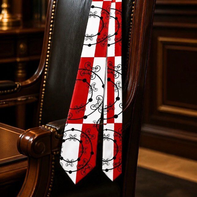 Red, Black & White | Concentric Circles Neck Tie (Creator Uploaded)