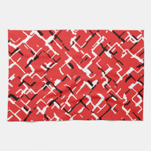Red Black White Cool Pattern Tea Towel