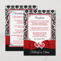 Red, Black, White Damask, Love Hearts Enclosure
