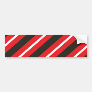 Red Black White Diagonal Lines Geometric Stripes Bumper Sticker
