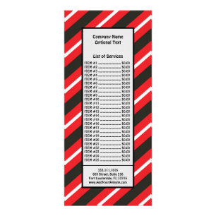 Red Black White Diagonal Lines Geometric Stripes Rack Card