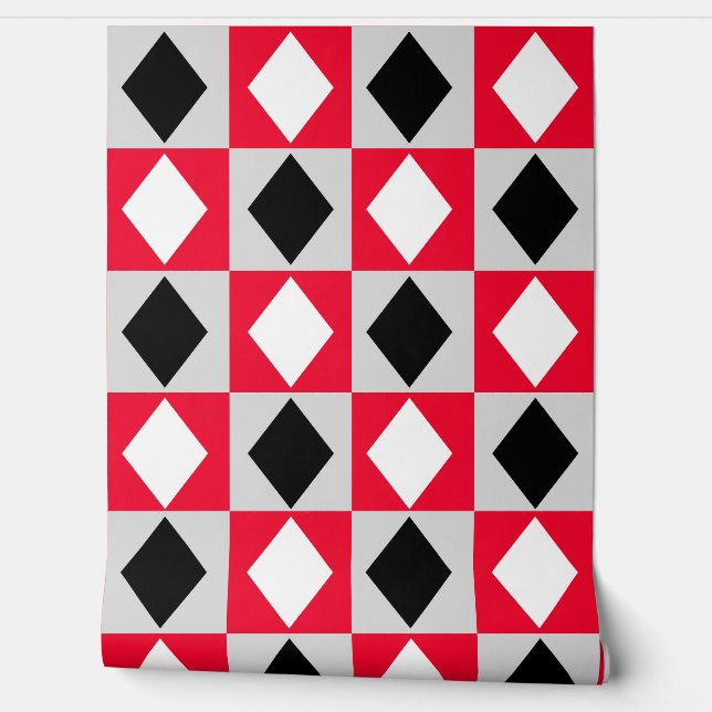  Red Black White Diamond Rhombus  Wallpaper (Unrolling)