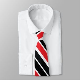 Red Black & White Double Striped Tie
