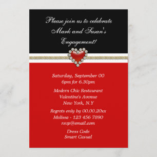 Red black white engagement PERSONALIZE Invitation