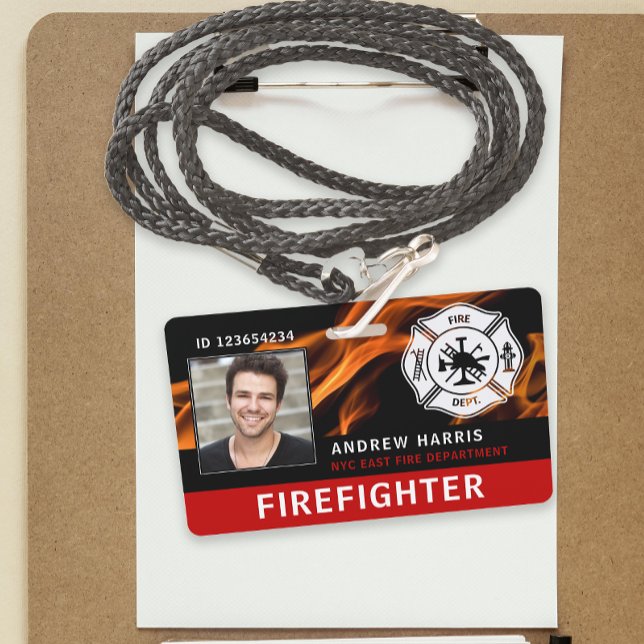 Red, Black & White Firefighter Photo ID Badge (Creator Uploaded)