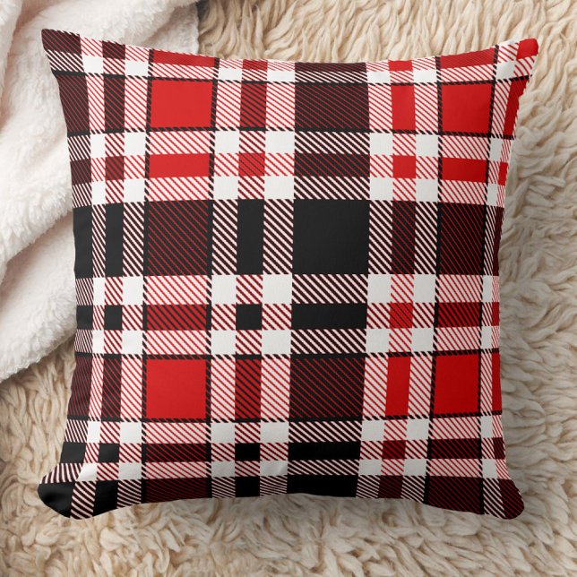 Red Black White Flannel Tartan Pattern Design  Cushion (Creator Uploaded)