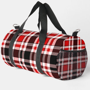 Red Black White Flannel Tartan Pattern Design Duffle Bag