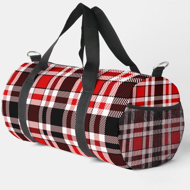 Red Black White Flannel Tartan Pattern Design  Duffle Bag (Creator Uploaded)