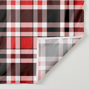 Red Black White Flannel Tartan Pattern Design Fabric
