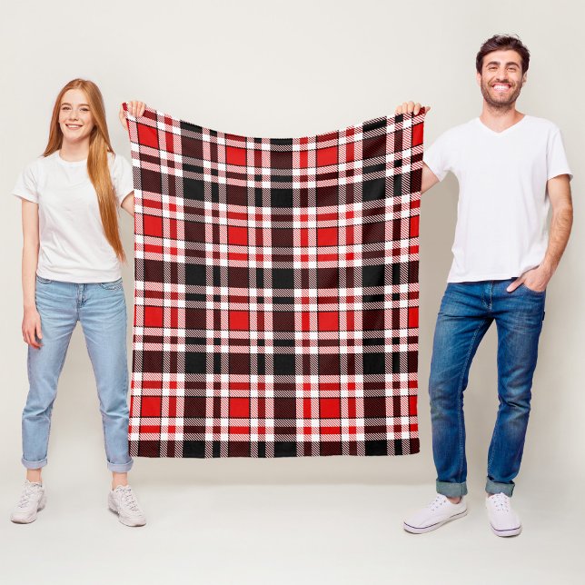 Red Black White Flannel Tartan Pattern Design  Fleece Blanket (Creator Uploaded)