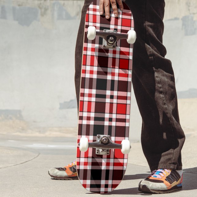Red Black White Flannel Tartan Pattern Design  Skateboard (Creator Uploaded)