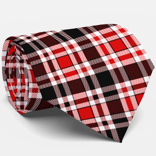 Red Black White Flannel Tartan Pattern Design Tie