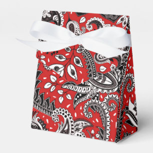 Red Black & White Floral Paisley Bohemian Boho Favour Box