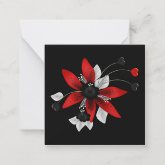 Red, Black & White Flower Card