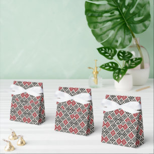 Red Black White Geometric Folk Pattern Favor Box