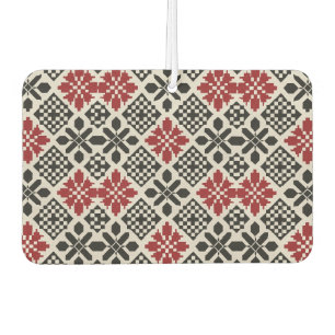 Red Black White Geometric Keffiyeh Folk Pattern Car Air Freshener