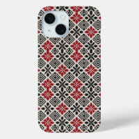 Red Black White Geometric Keffiyeh Folk Pattern