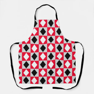 Red Black White Geometric Rhombus Diamond Apron