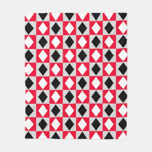 Red Black White Geometric Rhombus Diamond Fleece Blanket
