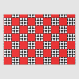 Red Black White Geometric Square Triangle Tissue Paper