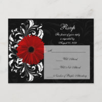 Red+Black+White Gerbera Daisy RSVP Reply