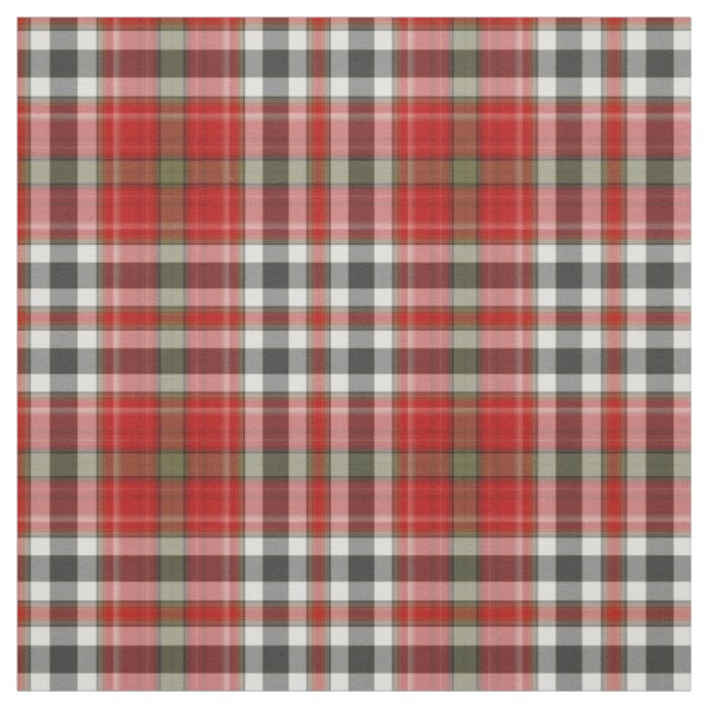 Red Black White Green Gray Tartan Plaid Fabric (Swatch)