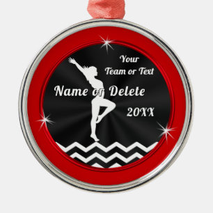 Red, Black, White, Gymnastics Gifts for Girls, Metal Ornament